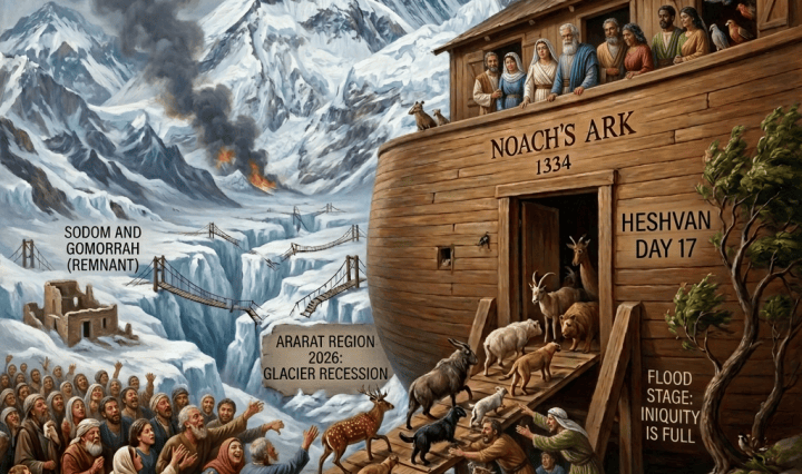 Noach's Ark 1334; Chesvhan Day 17; Sodom and five four neighbor cities; Pompeii 62 AD; NAPEL 2026 AD; Iniquity Is Full
