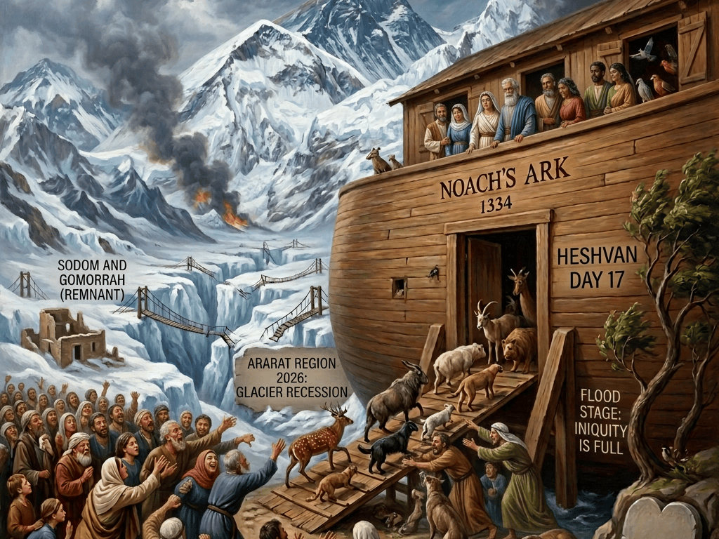 Noach's Ark 1334; Chesvhan Day 17; Sodom and five four neighbor cities; Pompeii 62 AD; NAPEL 2026 AD; Iniquity Is Full